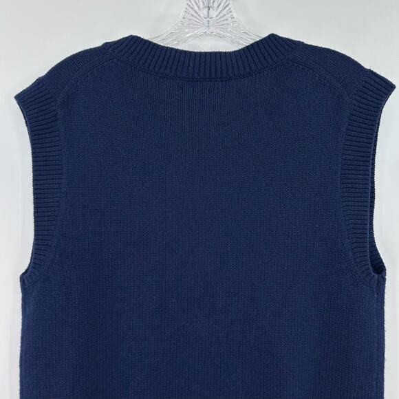 Sunday Best Navy Blue Sweater Vest Oversized Preppy Trendy Womens Size XXS - Picture 9 of 10